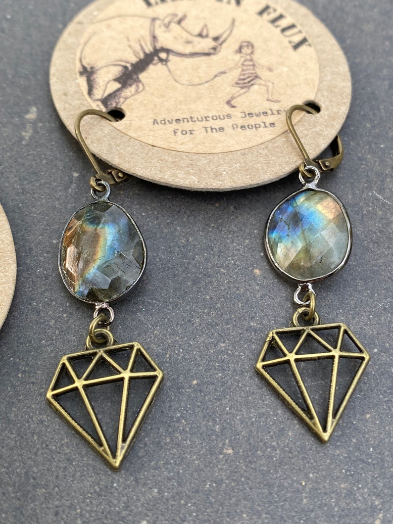 Labradorite Caravan Earrings with Jewel