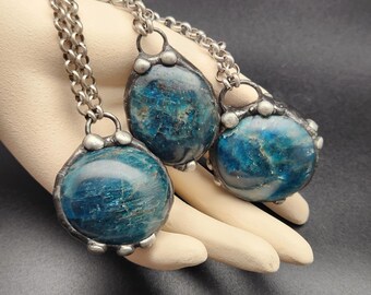 Blue Manifestation ~ Blue Apatite Orb Necklace
