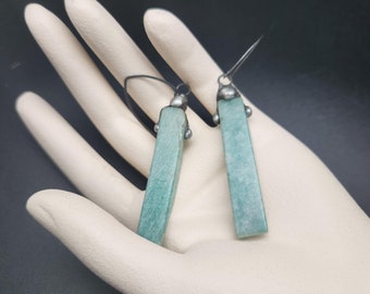 Saline ~ Amazonite Earrings Dangle Oxidized Sterling Ear Wire