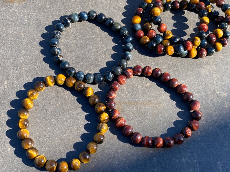Red Tiger/'s Eye Beaded Bracelet~ Stretchy Stone