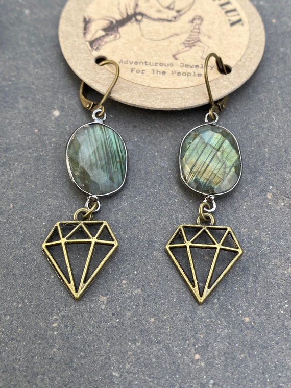 Labradorite Caravan Earrings with Jewel