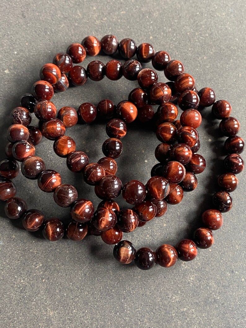 Red Tiger/'s Eye Beaded Bracelet~ Stretchy Stone