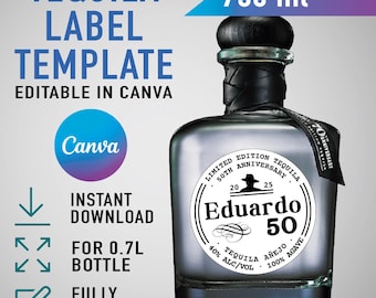 Custom Tequila Label Template: Don Julio 70, Birthday, Wedding (Digital Download)