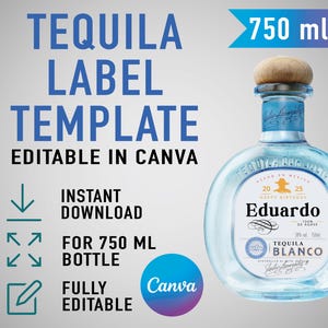 Custom Don Julio Blanco Template, Personalized Tequila label, Birthday, Anniversary, Wedding, Engagement Gift. Editable Canva Template