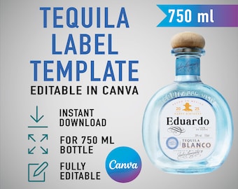 Benutzerdefinierte Don Julio Blanco-Vorlage, personalisiertes Tequila-Etikett, Geburtstag, Jubiläum, Hochzeit, Verlobungsgeschenk. Bearbeitbare Canva Vorlage