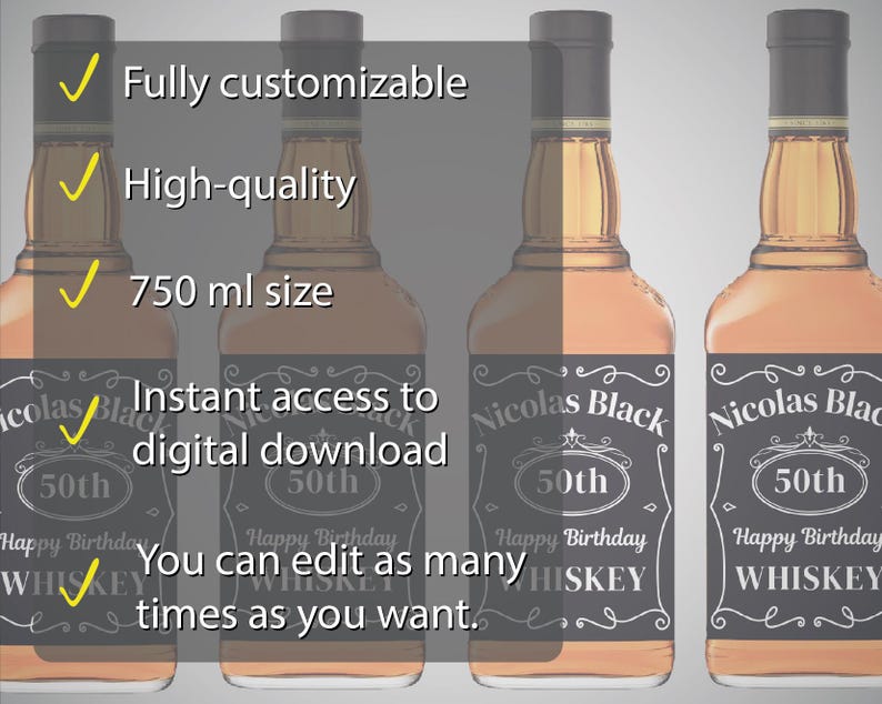 Custom Scotch Label Custom Whiskey Label Template, Groomsman Gift (editable in Canva, 50 Ml ...