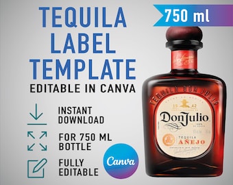 Aangepaste Don Julio Anejo-labelsjabloon: tequila verjaardag, bruiloft, jubileum (bewerkbare canva-sjabloon, digitale download)
