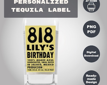 Custom Tequila 750 ml Label, Personalized 818 Blanco Green Label, Birthday gift, Printable Gift For Birthday Wedding Anniversary Graduation