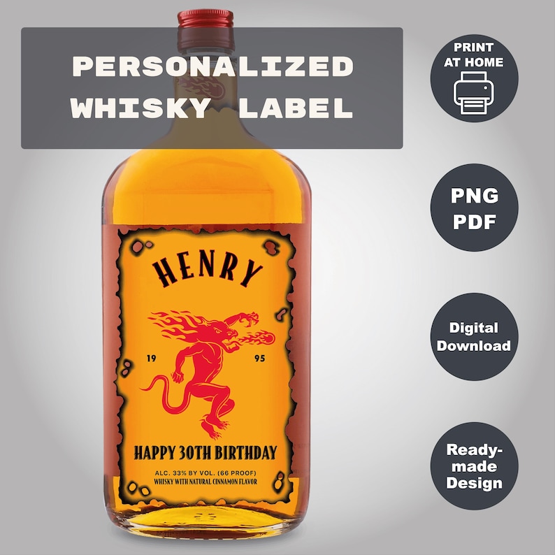Custom Scotch Label Personalized Whiskey Label: Custom Fireball Liqueur, Birthday Gift ...