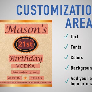 Custom Mini Vodka Template, Titos Label, Printable Personalized Alcohol Label, Birthday Wedding Bachelor Graduation Anniversary Gift. 50ml