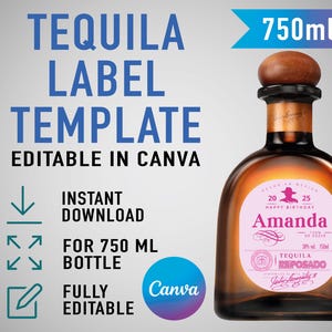 Custom Pink Don Julio Template, Personalized Tequila label, Birthday, Anniversary, Wedding, Engagement Gift. Editable Canva Template