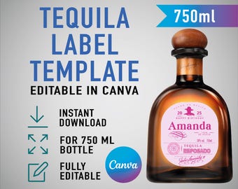 Rosa Don Julio Etikettenvorlage: Benutzerdefinierte Tequila, Canva Bearbeitbar (Digitaler Download) Bachelorette, Galentines Tagesgeschenk