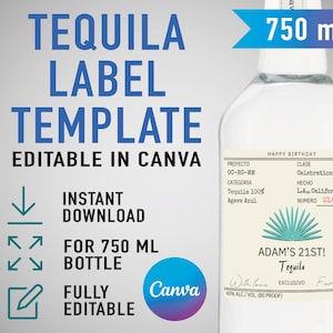 Benutzerdefinierte Casamigos Vorlage, personalisiertes Tequila Etikett, Geburtstag, Jubiläum, Hochzeit, Verlobungsgeschenk. Bearbeitbare Canva Vorlage