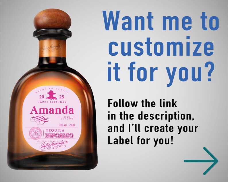 Pink Don Julio Label Template Custom Tequila, Canva Editable (digital