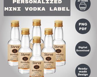 Custom Mini Vodka Label, 50 ml Titos Labels, Printable Personalized Alcohol Label, Birthday Wedding Bachelor Graduation Anniversary Gift