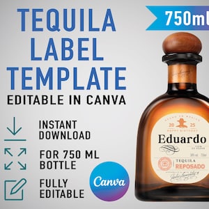 Custom Don Julio Template, Personalized Tequila label, Birthday, Anniversary, Wedding, Engagement Gift. Editable Canva Template
