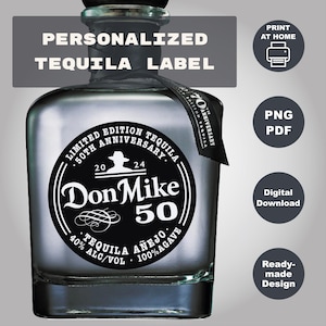 Custom Don Julio 70 Label, Personalized Tequila Black Label, Birthday Anniversary Wedding, Feliz Cumpleaños Gift 750ml, Digital Download