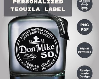 Custom Don Julio 70 Label, Personalized Tequila Black Label, Birthday Anniversary Wedding, Feliz Cumpleaños Gift 750ml, Digital Download