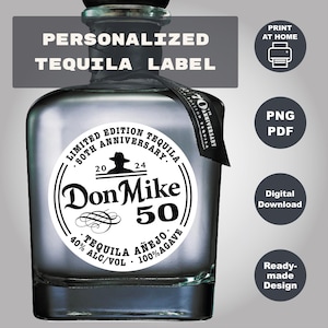 Custom Don Julio 70 Label, Personalized Tequila Label, Birthday Anniversary Wedding, Feliz Cumpleaños Gift 750ml, Digital Download