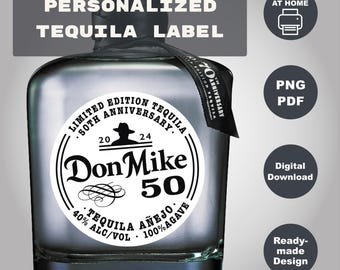 Custom Don Julio 70 Label, Personalized Tequila Label, Birthday Anniversary Wedding, Feliz Cumpleaños Gift 750ml, Digital Download