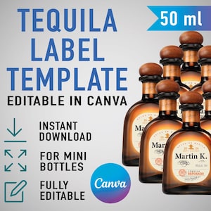 Custom Mini Don Julio Label, Printable Reposado Tequila Label, Birthday, Anniversary, Wedding, Feliz Cumpleaños DIY Gift, 50 ml