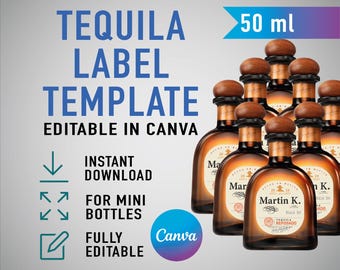Custom Mini Don Julio Label, Printable Reposado Tequila Label, Birthday, Anniversary, Wedding, Feliz Cumpleaños DIY Gift, 50 ml