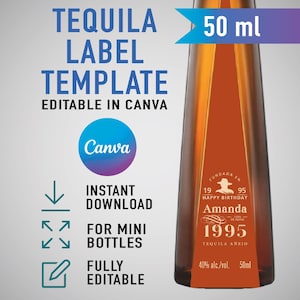 Custom Don Julio 1942 Label Template, Printable Mini Tequila, Birthday, Anniversary, Wedding, Feliz Cumpleaños DIY Gift, 50 ml