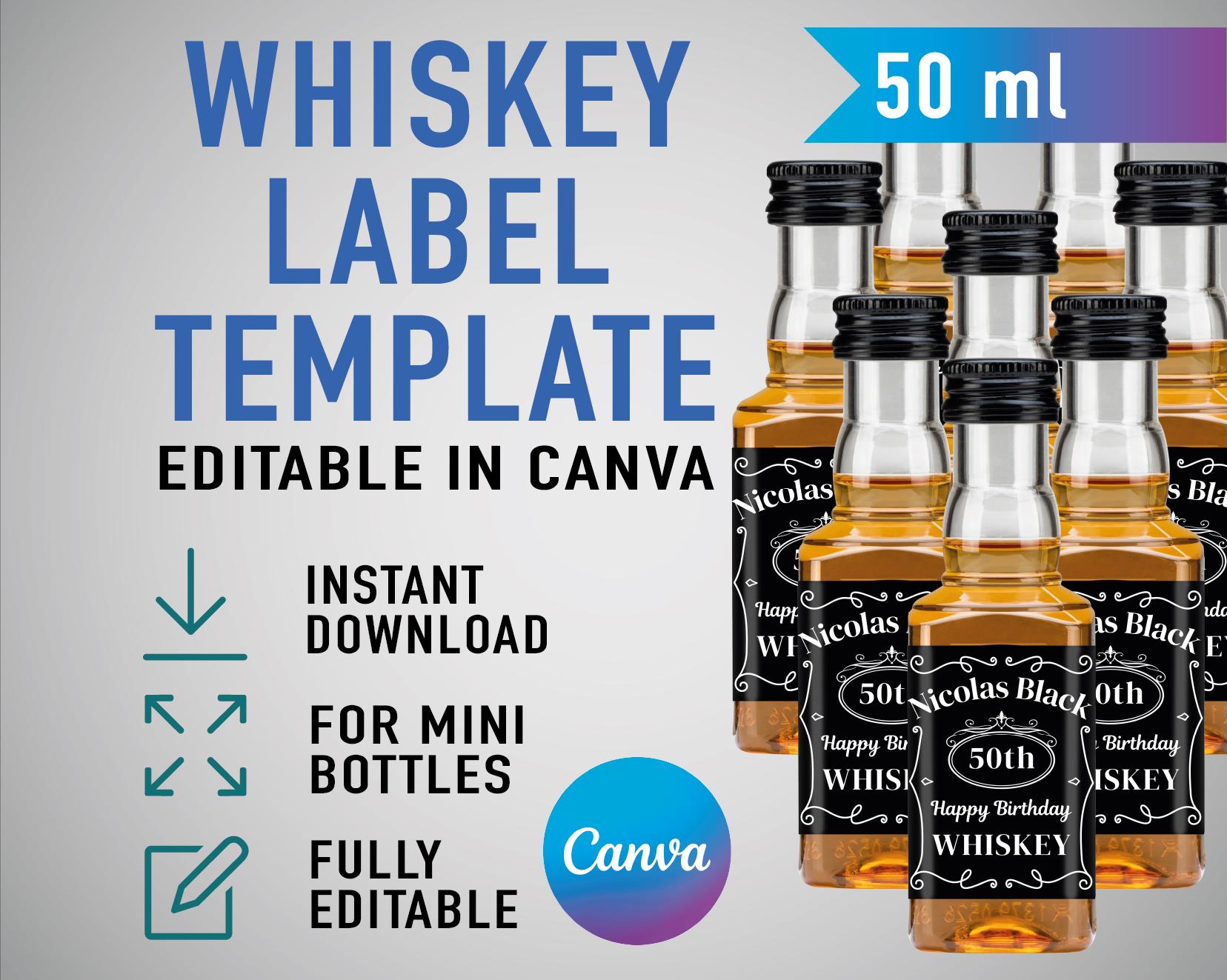 Custom Scotch Label Custom Whiskey Label Template, Groomsman Gift (editable in Canva, 50 Ml ...