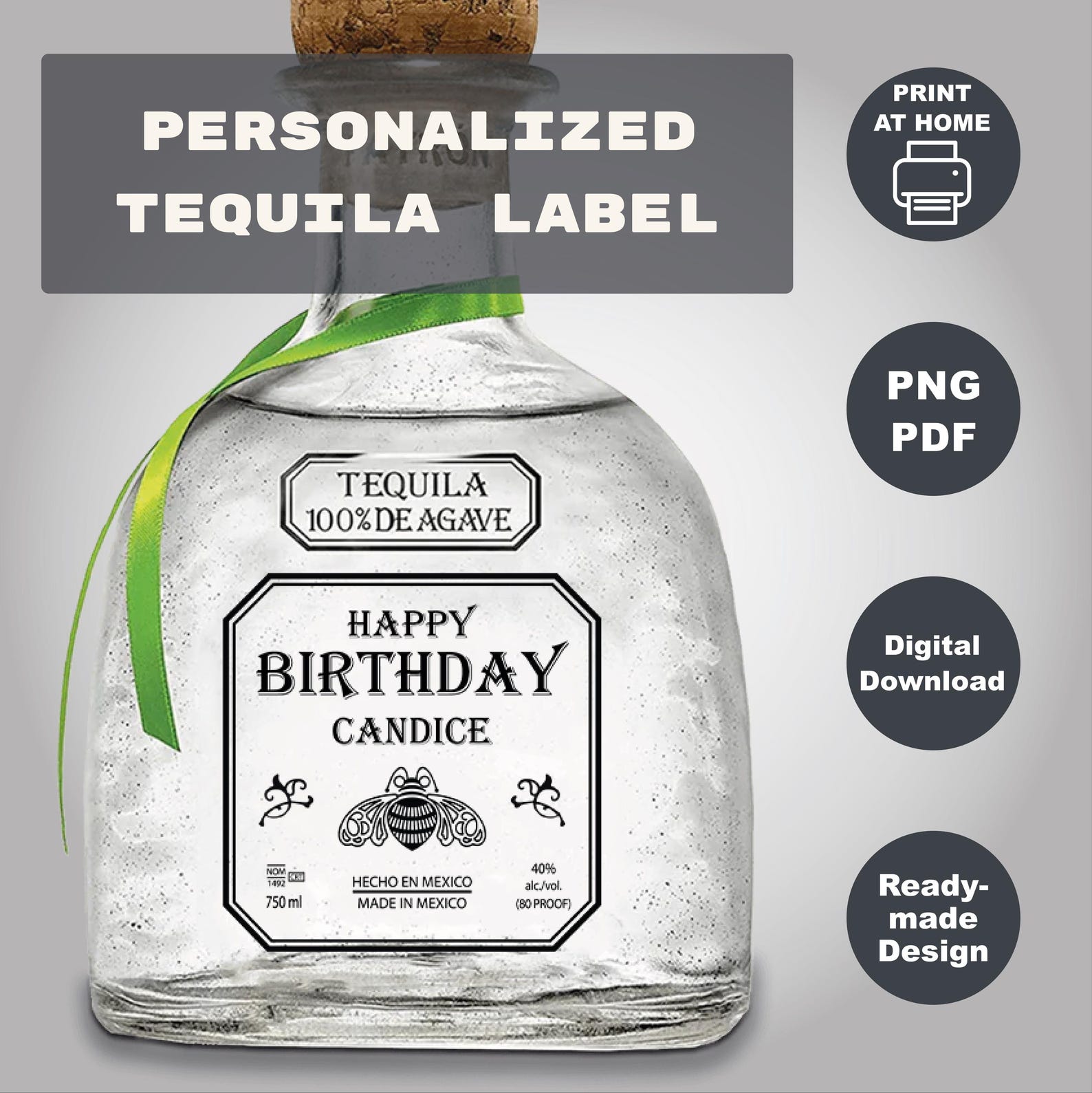 Potron Label Custom Patron Label 750 Ml, Tequila Label, Printable Personalized Gift ...