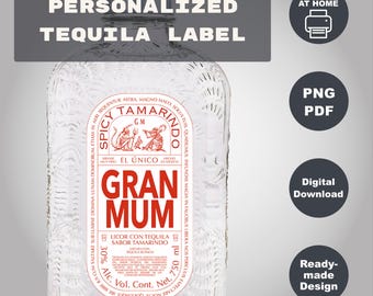 Etiqueta imprimible de Gran Malo, etiqueta personalizada para tequila reposado, regalo personalizado para cumpleaños, aniversario y boda, 750 ml