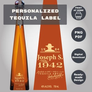 Don Julio Custom 750ml Label, Printable 1942 Label, Birthday Gift, Anniversary Tequila, Wedding, Fathers Day Gift etc.