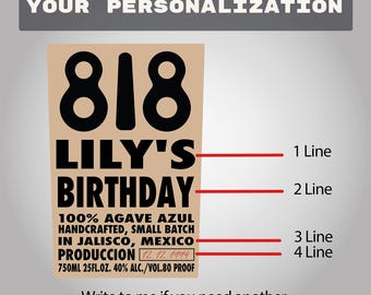 Personalized 818 Tequila Label: Custom Birthday, Anniversary, Graduation Gift (Digital Download)