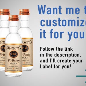 Custom Mini Vodka Template, Titos Label, Printable Personalized Alcohol Label, Birthday Wedding Bachelor Graduation Anniversary Gift. 50ml