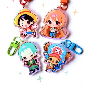 One Piece Rainbow Acrylic Keychain | Luffy, Nami, Chopper, Zoro | Straw Hat Crew Charms