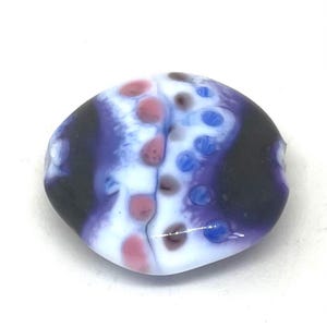Handmade Lampwork Glass Bead – Purple, White & Pink – Organic Pattern – 104 COE – Focal Bead – Artisan Glass – OOAK