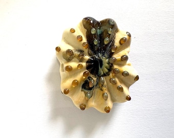 OOAK Lampwork Glass Focal Bead, Handmade Artisan Bead 46x40mm, 3.25mm Hole Ruffle Dot Bead, Collectible Glass Bead for Jewellery Design