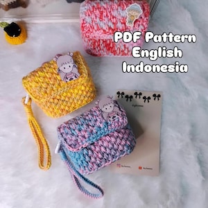 Mini clutch em crochê, molde em pdf, bolsa para earpod, carteira para cartão, porta-moedas, bolsa para itens essenciais, clutch fofa