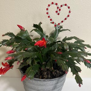 Plant Stake Wand, Plant Accessories, Beaded Plant Stake, Decorative Stake for Flower Pots, Valentine&#39;s Day, Heart Plant Stake