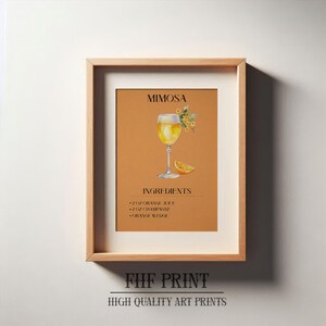 Mimosa Print, Bar Decor, Cocktail Poster, Drink Sign, Trendy Wall, Alcohol Print, Alcohol Poster, Alcohol Decor, Mimosa Print