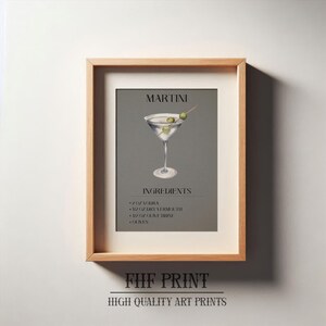 Martini Print, Bar Decor, Cocktail Poster, Drink Sign, Trendy Wall, Alcohol Print, Alcohol Poster, Alcohol Decor, Martini Print, Martini