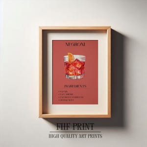 Negroni Print, Bar Decor, Cocktail Poster, Drink Sign, Trendy Wall, Alcohol Print, Alcohol Poster, Alcohol Decor, Negroni Print, Negroni