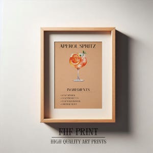 Aperol Spritz Print, Aperol Spritz Print, Bar Decor, Cocktail Poster, Drink Sign, Trendy Wall, Alcohol Print, Alcohol Poster, Alcohol