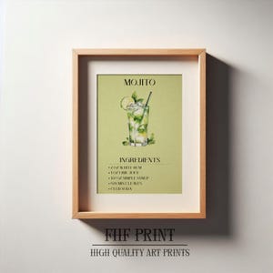 Mojito Print, Bar Decor, Cocktail Poster, Drink Sign, Trendy Wall, Alcohol Print, Alcohol Poster, Alcohol Decor, Mojito Print
