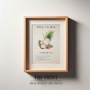 Pina Colada Print, Bar Decor, Cocktail Poster, Drink Sign, Trendy Wall, Alcohol Print, Alcohol Poster, Alcohol Decor, Pina Colada Print