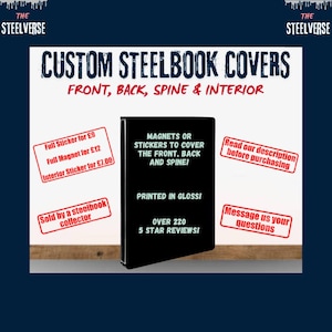 Custom Steelbook Covers - Magnets or Stickers, gloss sticker paper, magnets, bluray, films, steelbooks, dvds, steelbook cover