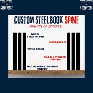 Custom Spine (steelbook) magnet or sticker, gloss sticker paper, bluray, films, physical media, steelbooks, magnets