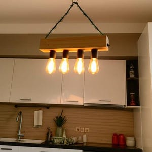 natürliche hölzerne Anhänger Beleuchtungskörper, rustikaler Kronleuchter, anpassbare Retro-Lampe, Küchendeckenbeleuchtung, Bauernhausdekor