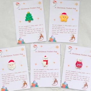 Christmas Pocket Hug Token, Festive Charm Keepsake with Handwritten Card,