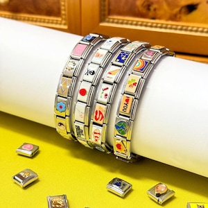 Custom Italian Charm Bracelet, Personalized Silver Bracelet, Italy Charms, matching jewelry, Y2k gift.