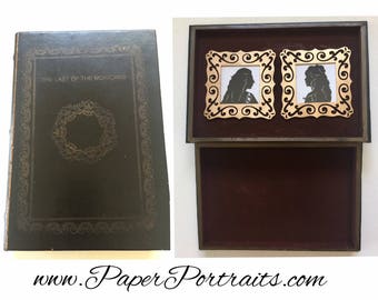 Last of the Mohicans by James Fenimore Cooper, OOAK Vintage Book Box with Real Hand Cut Silhouettes